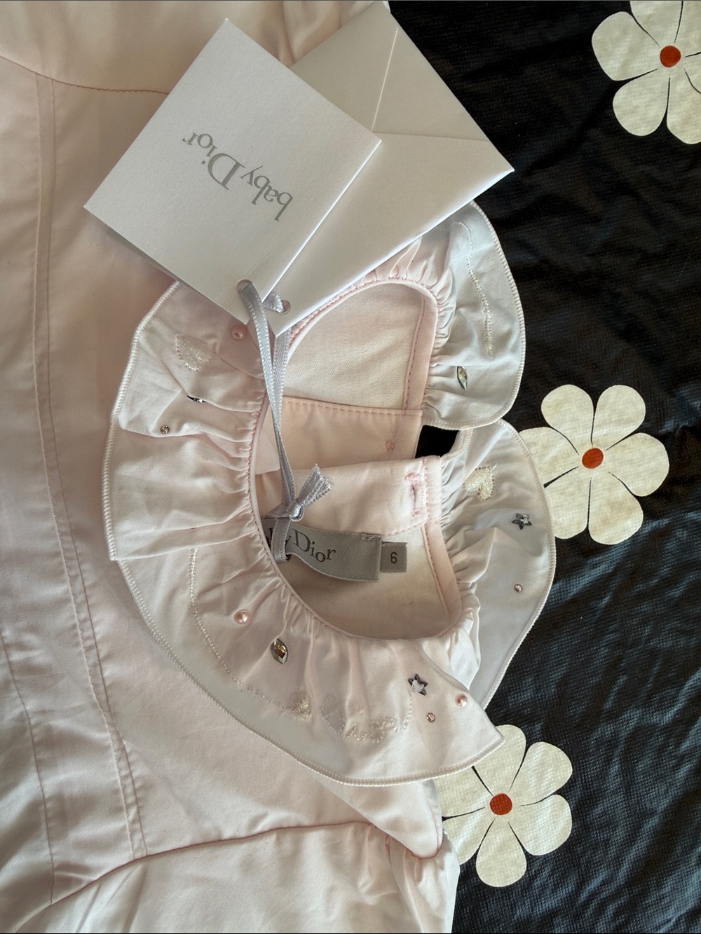 NWT Baby Dior Pink Pleated Footed Onesie (Size 6M)